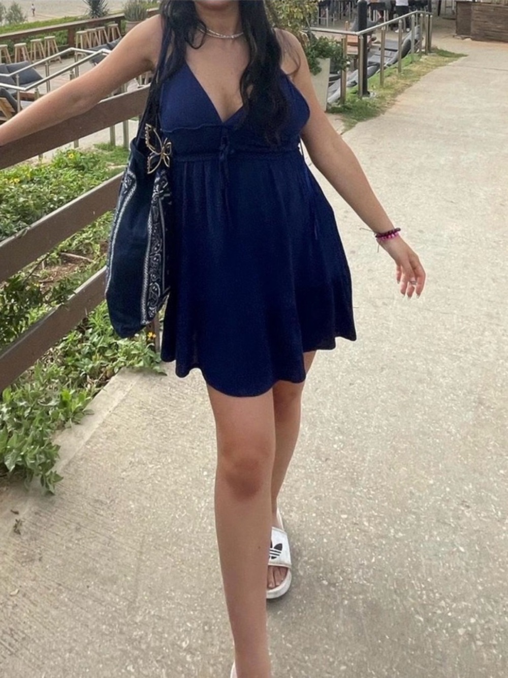 Navy V-Neck Sleeveless Mini Dress